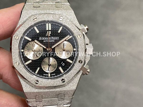 OMF Factory Frosted Audemars Piguet Royal Oak Chronograph 26240BCGG1224BC02 41mm S (5) AP 26240BC black dial silver subdial