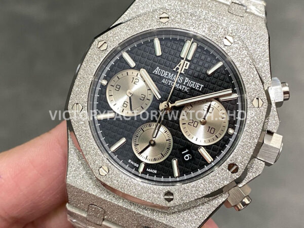 OMF Factory Frosted Audemars Piguet Royal Oak Chronograph 26240BCGG1224BC02 41mm S (7) OMF Factory Frosted Audemars Piguet Royal Oak Chronograph 26240BC.GG.1224BC.02 41mm Silver Eye Black Dial
