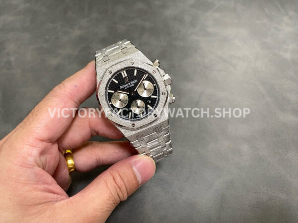 OMF Factory Frosted Audemars Piguet Royal Oak Chronograph 26240BCGG1224BC02 41mm S (8) OMF Factory Frosted Audemars Piguet Royal Oak Chronograph 26240BC.GG.1224BC.02 41mm Silver Eye Black Dial