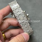 OMF Factory Frosted Audemars Piguet Royal Oak Chronograph 26240BC.GG.1324BC.02 41mm Full Frosted White Gold Blue Dial