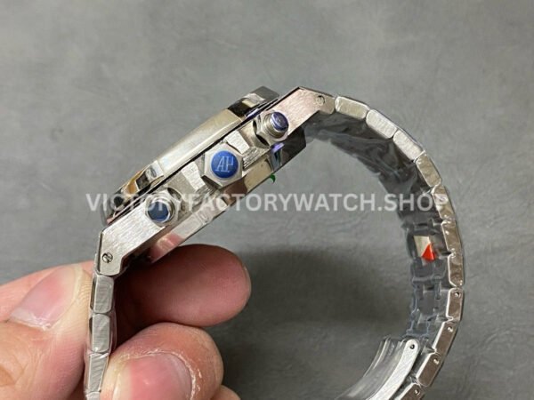 OMF Factory Frosted Audemars Piguet Royal Oak Chronograph 26240BC.GG.1324BC.02 41mm Full Frosted White Gold Blue Dial