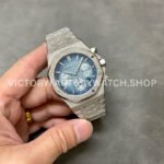 OMF Factory Frosted Audemars Piguet Royal Oak Chronograph 26240BC.GG.1324BC.02 41mm Full Frosted White Gold Blue Dial