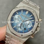 OMF Factory Frosted Audemars Piguet Royal Oak Chronograph 26240BC.GG.1324BC.02 41mm Full Frosted White Gold Blue Dial
