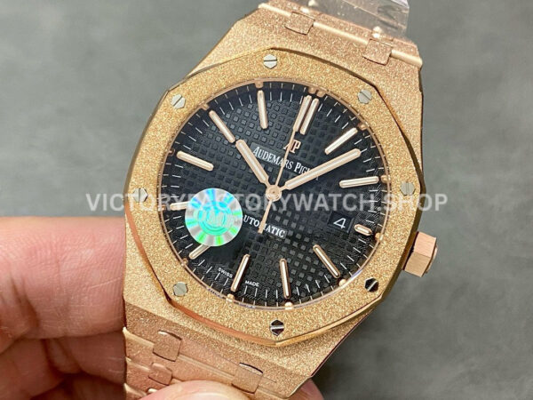 OMF Factory Frosted Audemars Piguet Royal Oak Selfwinding 15400oroo1220or01 41 (9) OMF Factory Frosted Audemars Piguet Royal Oak Selfwinding 15400or.oo.1220or.01 41mm Full Rose Gold Black Dial