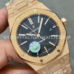 OMF Factory Frosted Audemars Piguet Royal Oak Selfwinding 15400oroo1220or01 41mm (1) OMF Factory Frosted Audemars Piguet Royal Oak Selfwinding 15400or.oo.1220or.01 41mm Full Rose Gold Black Dial