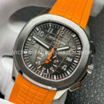 P1 Factory Patek Philippe Aquanaut 5968A-001 42.2mm Steel Orange Rubber Strap Black Dial