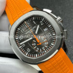 P1 Factory Patek Philippe Aquanaut 5968A-001 42.2mm Steel Orange Rubber Strap Black Dial