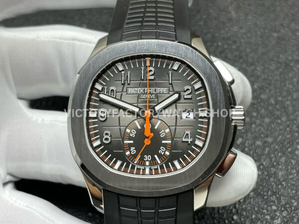P1 Factory Patek Philippe Aquanaut 5968A-001 42.2mm Steel Rubber Strap Black Dial