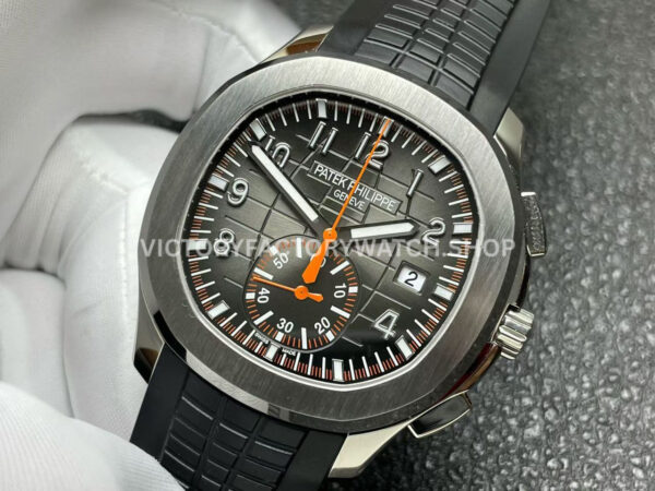 P1 Factory Patek Philippe Aquanaut 5968A-001 42.2mm Steel Rubber Strap Black Dial