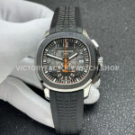 P1 Factory Aquanaut 5968A 001 black dial steel rubber strap