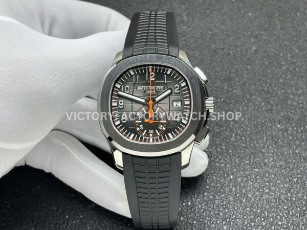 P1 Factory Aquanaut 5968A 001 black dial steel rubber strap