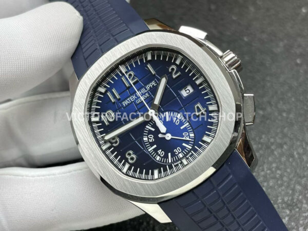P1 Factory Patek Philippe Aquanaut 5968G-001 42.2mm White Gold Blue Rubber Strap Arabic Numerals Blue Dial