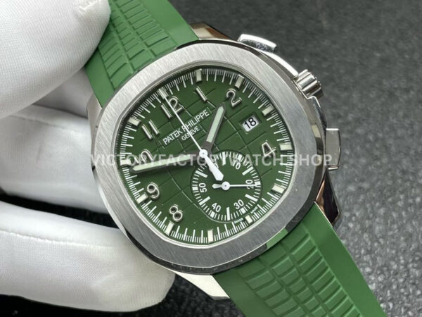 P1 Factory Patek Philippe Aquanaut 5968G-010 42.2mm White Gold Green Rubber Strap Green Dial