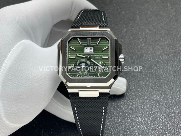 P1 Factory Patek Philippe Cubitus 5822 45mm Platinum Textile Strap Green Dial (1) P1 Factory Patek Philippe Cubitus 5822 platinum green dial 45mm
