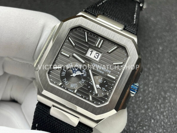 P1 Factory Patek Philippe Cubitus 5822 45mm Platinum Textile Strap Grey Dial (4) P1 Factory Patek Philippe Cubitus 5822 45mm Platinum Textile Strap Grey Dial