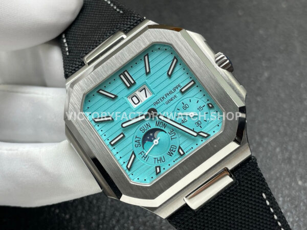 P1 Factory Patek Philippe Cubitus 5822 45mm Platinum Textile Strap Tiffany Blue Dial (3) P1 Factory Patek Philippe Cubitus 5822 45mm Platinum Textile Strap Tiffany Blue Dial