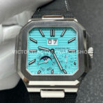 P1 Factory Patek Philippe Cubitus 5822 45mm Platinum Textile Strap Tiffany Blue Dial (7) P1 Factory Patek Philippe Cubitus 5822 45mm Platinum Textile Strap Tiffany Blue Dial