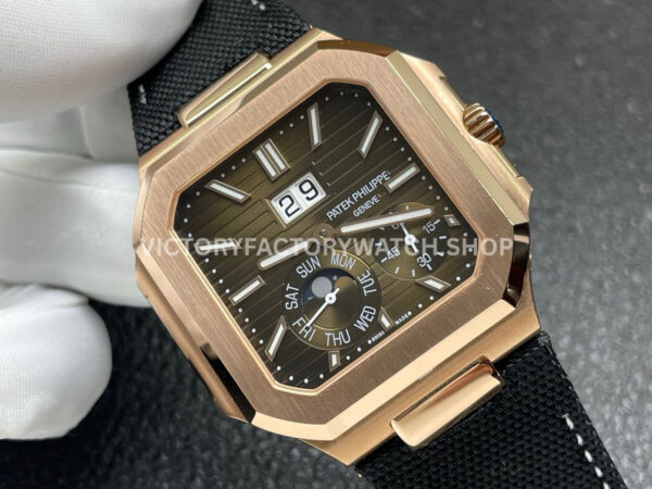 P1 Factory Patek Philippe Cubitus 5822 45mm Rose Gold Textile Strap Brown Dial