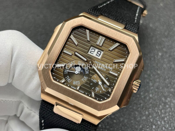 P1 Factory Patek Philippe Cubitus 5822 45mm Rose Gold Textile Strap Brown Dial