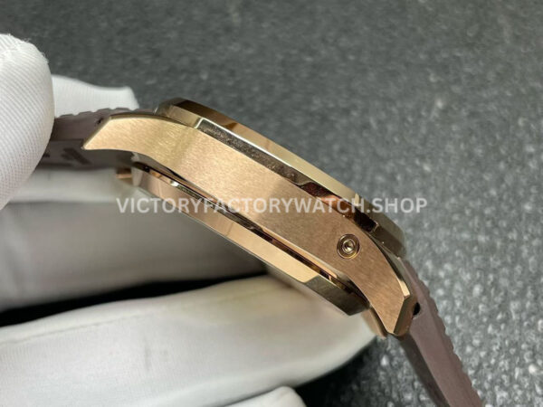 P1 Factory Patek Philippe Aquanaut 5968R-0001 42.2mm Rose Gold Brown Rubber Strap Arabic Numerals Brown Dial