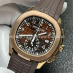 P1 Factory Patek Philippe Aquanaut 5968R-0001 42.2mm Rose Gold Brown Rubber Strap Arabic Numerals Brown Dial