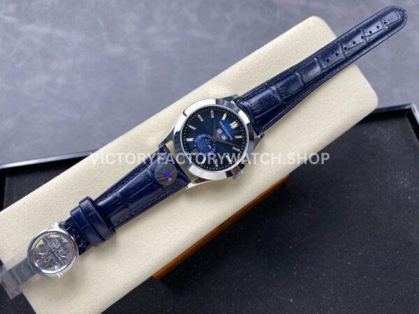 PP+ Factory Patek Philippe Annual Calendar 5396G-017 White Gold Baguette Diamonds Blue Dial (6) PP+ Factory Patek Philippe Annual Calendar 5396G-017 38.5mm White Gold Baguette Diamonds Blue Dial