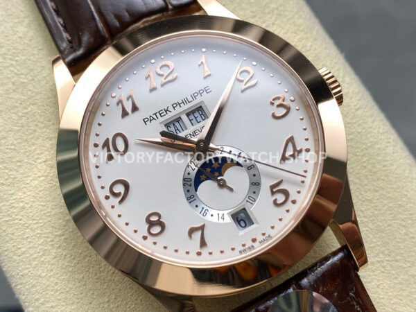 PP+ Factory Patek Philippe Annual Calendar 5396R-012 Rose Gold Arabic Numerals Silver Dial (2) PP+ Factory Patek Philippe Annual Calendar 5396R-012 38.5mm Rose Gold Arabic Numerals Silver Dial