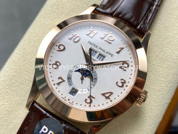 PP+ Factory Patek Philippe Annual Calendar 5396R-012 Rose Gold Arabic Numerals Silver Dial (5) PP+ Factory Patek Philippe Annual Calendar 5396R-012 38.5mm Rose Gold Arabic Numerals Silver Dial