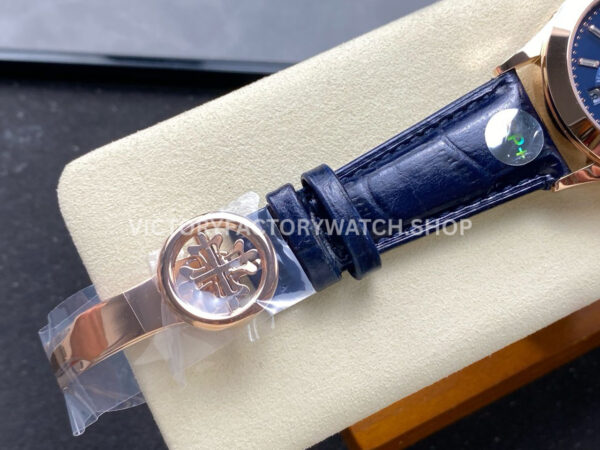 PP+ Factory Patek Philippe Annual Calendar 5396R-014 Rose Gold Blue Dial (11) PP+ Factory Patek Philippe Annual Calendar 5396R-015 38.5mm Rose Gold Baguette Blue Dial