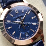 PP+ Factory Patek Philippe Annual Calendar 5396R-014 Rose Gold Blue Dial (3) PP+ Factory Patek Philippe Annual Calendar 5396R-015 38.5mm Rose Gold Baguette Blue Dial