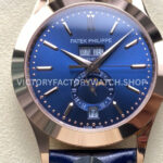 PP+ Factory Patek Philippe Annual Calendar 5396R-015 Rose gold Baguette Blue Dial (1) PP+ Factory Patek Philippe Annual Calendar 5396R-014 blue dial rose gold