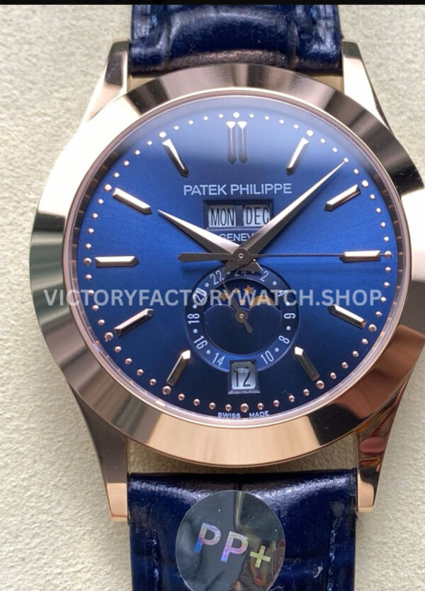 PP+ Factory Patek Philippe Annual Calendar 5396R-015 Rose gold Baguette Blue Dial (1) PP+ Factory Patek Philippe Annual Calendar 5396R-014 blue dial rose gold