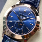 PP+ Factory Patek Philippe Annual Calendar 5396R-015 Rose gold Baguette Blue Dial (5) PP+ Factory Patek Philippe Annual Calendar 5396R-014 38.5mm Rose Gold Blue Dial