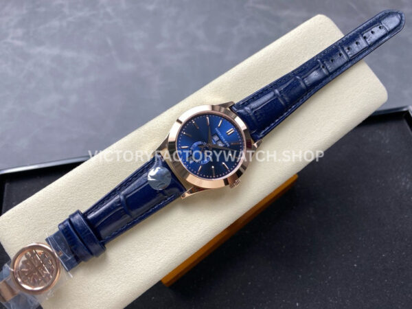 PP+ Factory Patek Philippe Annual Calendar 5396R-015 Rose gold Baguette Blue Dial (6) PP+ Factory Patek Philippe Annual Calendar 5396R-014 38.5mm Rose Gold Blue Dial