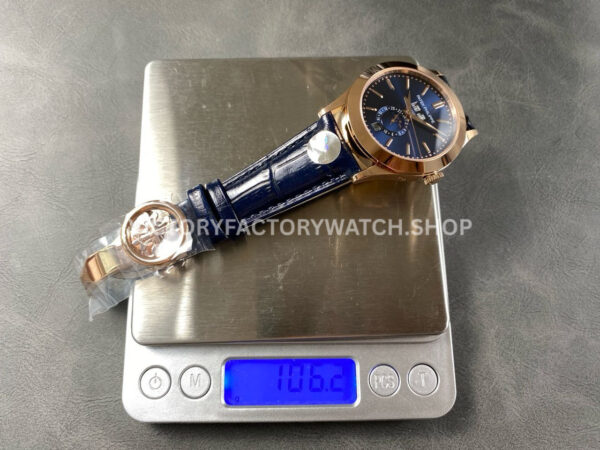 PP+ Factory Patek Philippe Annual Calendar 5396R-015 Rose gold Baguette Blue Dial (9) PP+ Factory Patek Philippe Annual Calendar 5396R-014 38.5mm Rose Gold Blue Dial