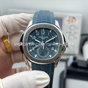 PP Factory Patek Philippe Aquanaut 5164G-001 40.8mm White Gold Rubber Strap Blue Dial (5) PP Factory Patek Philippe Aquanaut 5164G-001 blue dial white gold