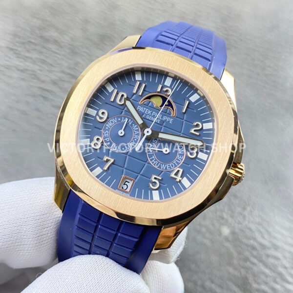 PP+ Factory Patek Philippe Aquanaut 5261R-001 40mm Rose Gold Blue Rubber Strap Blue Dial (2) PP+ Factory Patek Philippe Aquanaut 5261R-001 39.9mm Rose Gold Blue Rubber Strap Blue Dial