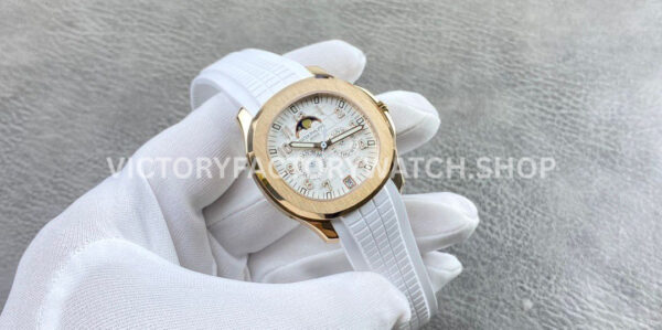 PP+ Factory Patek Philippe Aquanaut 5261R 39.9mm Rose Gold White Rubber Strap White Dial