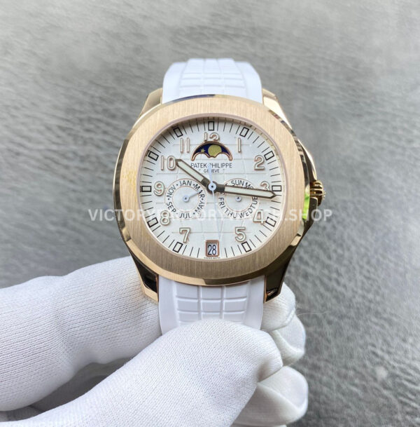 PP+ Aquanaut 5261R white dial rose gold white strap 39.9mm