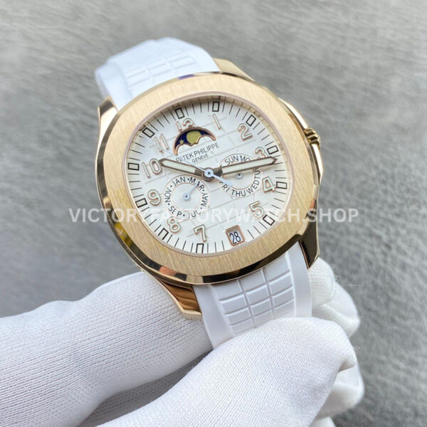 PP+ Factory Patek Philippe Aquanaut 5261R 39.9mm Rose Gold White Rubber Strap White Dial