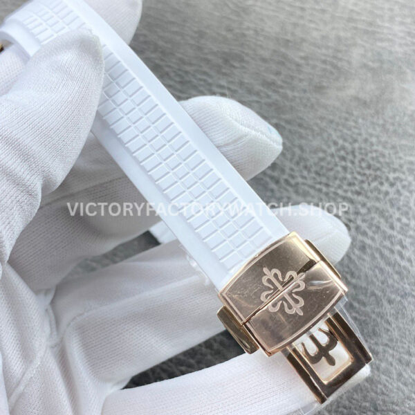 PP+ Factory Patek Philippe Aquanaut 5261R 39.9mm Rose Gold White Rubber Strap White Dial