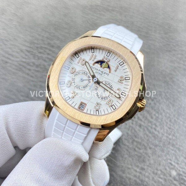 PP+ Factory Patek Philippe Aquanaut 5261R 39.9mm Rose Gold White Rubber Strap White Dial