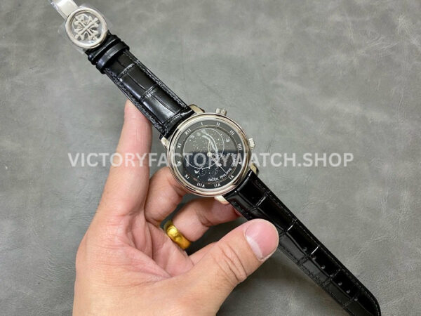 PP Factory Patek Philippe Celestial Moon 44mm 6102R-001 Leather Black Dial (4) PP Factory Patek Philippe Celestial Moon 6102R-001 44mm Leather Black Dial