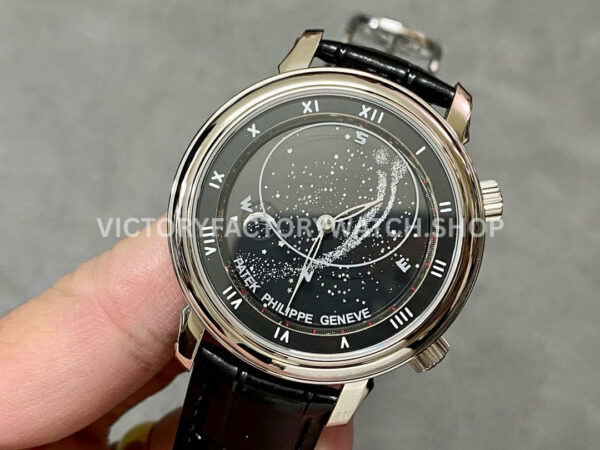 PP Factory Patek Philippe Celestial Moon 44mm 6102R-001 Leather Black Dial (5) PP Factory Patek Philippe Celestial Moon 6102R-001 44mm Leather Black Dial