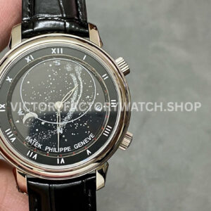 PP Factory Patek Philippe Celestial Moon 44mm 6102R-001 Leather Black Dial (7) PP Factory Patek Philippe Celestial Moon 6102R-001 leather black dial
