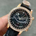 PP Factory Patek Philippe Celestial Moon 6104R-001 44mm Rose Gold Diamond Bezel Leather Black Dial