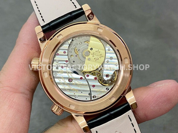 PP Factory Patek Philippe Celestial Moon 6104R-001 44mm Rose Gold Diamond Bezel Leather Black Dial