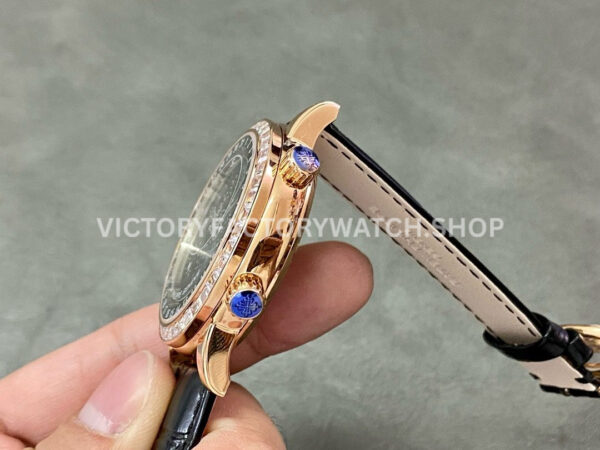 PP Factory Patek Philippe Celestial Moon 6104R-001 44mm Rose Gold Diamond Bezel Leather Black Dial