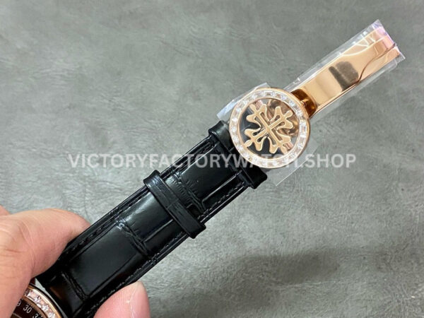 PP Factory Patek Philippe Celestial Moon 6104R-001 44mm Rose Gold Diamond Bezel Leather Black Dial