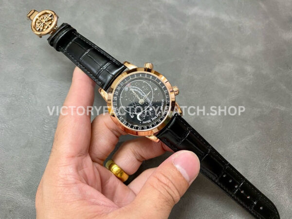 PP Factory Patek Philippe Celestial Moon 6102R-001 44mm Rose Gold Leather Black Dial (2) PP Factory Patek Philippe Celestial Moon 6102R-001 44mm Rose Gold Leather Black Dial